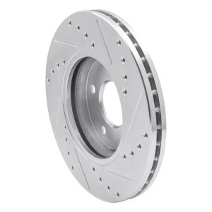 Chevrolet Malibu Brake Rotor (1) - Front Left - R1 Concepts - Drilled & Slotted - Silver - `04-`08